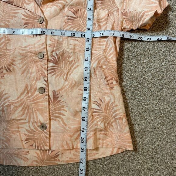 NEW Faherty peachy linen tropical print relaxed fit button up top size XS - Picture 4 of 7
